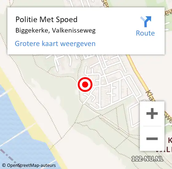 Locatie op kaart van de 112 melding: Politie Met Spoed Naar Biggekerke, Valkenisseweg op 14 september 2023 09:11