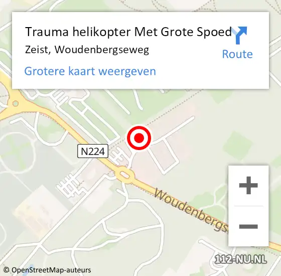 Locatie op kaart van de 112 melding: Trauma helikopter Met Grote Spoed Naar Zeist, Woudenbergseweg op 14 september 2023 11:02