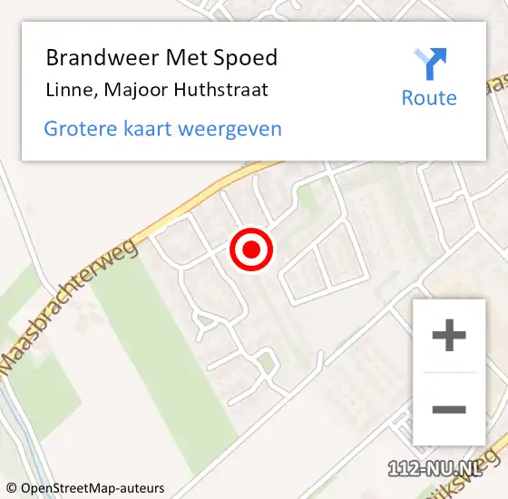 Locatie op kaart van de 112 melding: Brandweer Met Spoed Naar Linne, Majoor Huthstraat op 14 september 2023 12:16