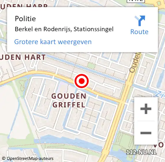 Locatie op kaart van de 112 melding: Politie Berkel en Rodenrijs, Stationssingel op 14 september 2023 13:30