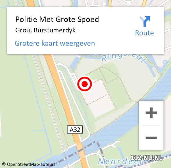 Locatie op kaart van de 112 melding: Politie Met Grote Spoed Naar Grou, Burstumerdyk op 14 september 2023 14:33