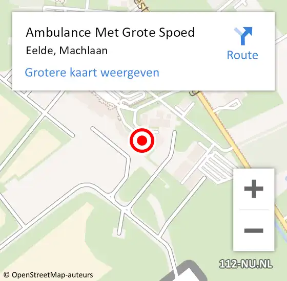 Locatie op kaart van de 112 melding: Ambulance Met Grote Spoed Naar Eelde, Machlaan op 14 september 2023 15:49