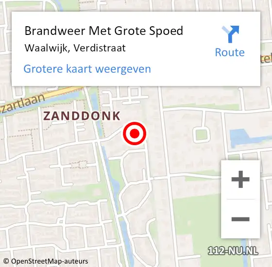 Locatie op kaart van de 112 melding: Brandweer Met Grote Spoed Naar Waalwijk, Verdistraat op 14 september 2023 16:06