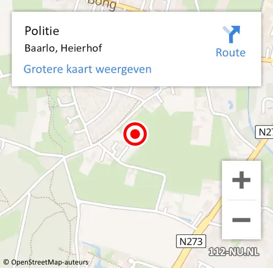 Locatie op kaart van de 112 melding: Politie Baarlo, Heierhof op 14 september 2023 16:15