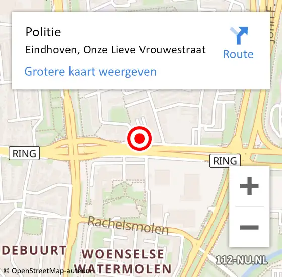 Locatie op kaart van de 112 melding: Politie Eindhoven, Onze Lieve Vrouwestraat op 14 september 2023 16:49