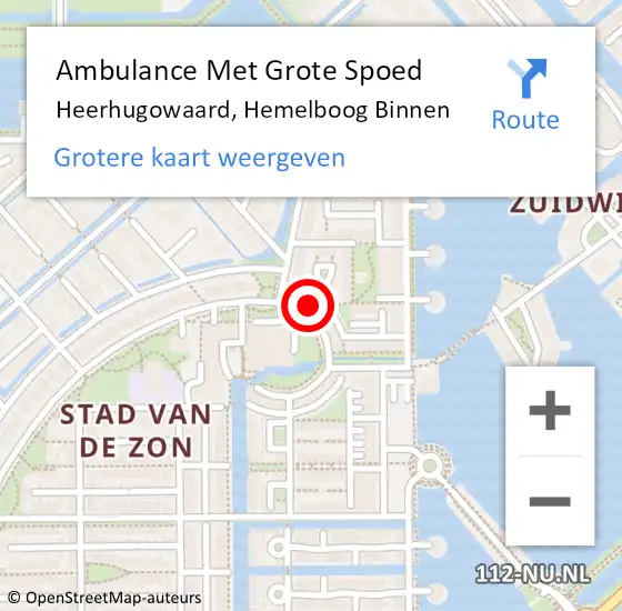 Locatie op kaart van de 112 melding: Ambulance Met Grote Spoed Naar Heerhugowaard, Hemelboog Binnen op 14 september 2023 17:11