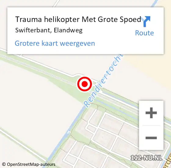 Locatie op kaart van de 112 melding: Trauma helikopter Met Grote Spoed Naar Swifterbant, Elandweg op 14 september 2023 17:32