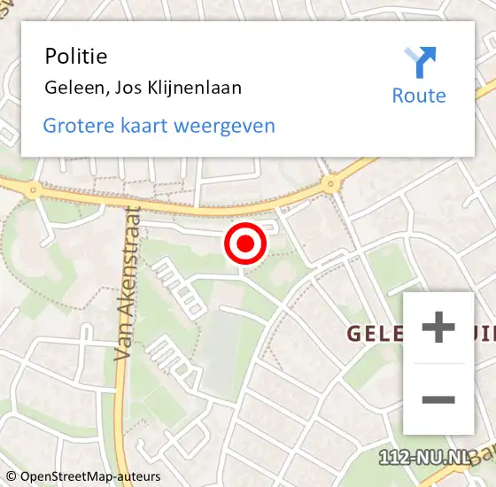 Locatie op kaart van de 112 melding: Politie Geleen, Jos Klijnenlaan op 14 september 2023 17:34