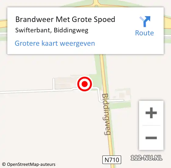 Locatie op kaart van de 112 melding: Brandweer Met Grote Spoed Naar Swifterbant, Biddingweg op 14 september 2023 17:39