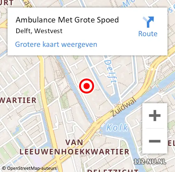 Locatie op kaart van de 112 melding: Ambulance Met Grote Spoed Naar Delft, Westvest op 14 september 2023 18:24