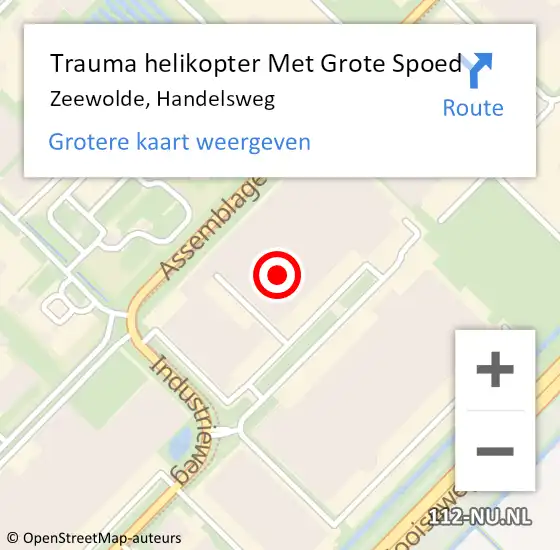 Locatie op kaart van de 112 melding: Trauma helikopter Met Grote Spoed Naar Zeewolde, Handelsweg op 14 september 2023 18:51