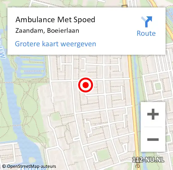 Locatie op kaart van de 112 melding: Ambulance Met Spoed Naar Zaandam, Boeierlaan op 14 september 2023 19:23