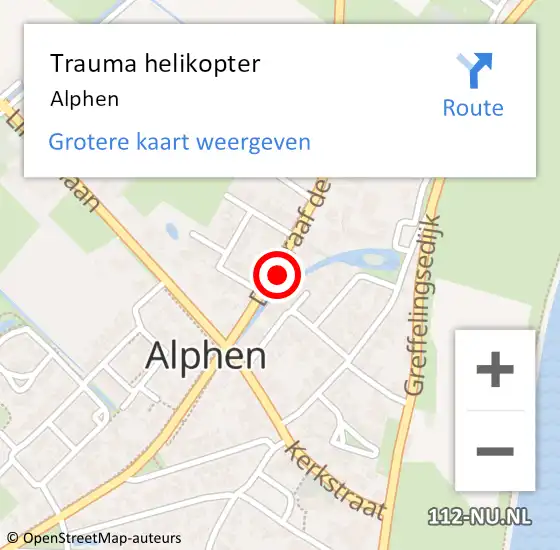 Locatie op kaart van de 112 melding: Trauma helikopter Alphen op 14 september 2023 19:25