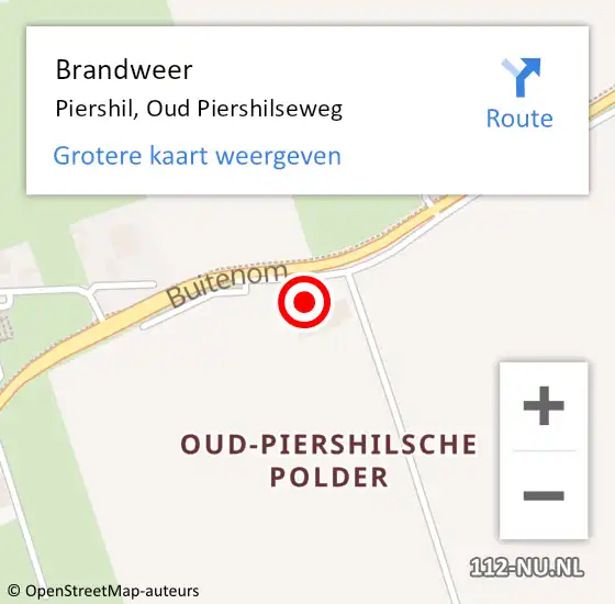 Locatie op kaart van de 112 melding: Brandweer Piershil, Oud Piershilseweg op 14 september 2023 19:45