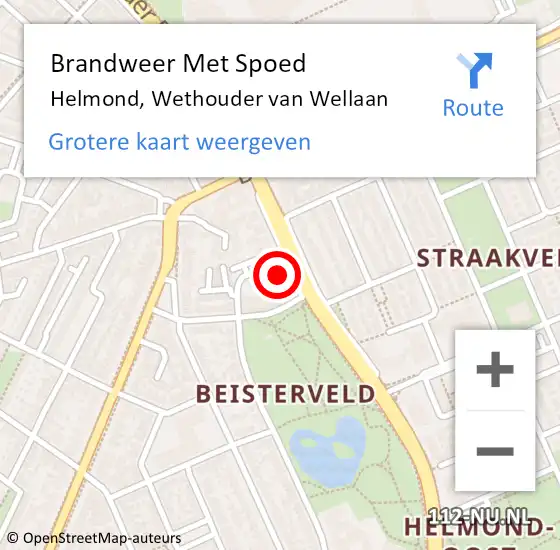Locatie op kaart van de 112 melding: Brandweer Met Spoed Naar Helmond, Wethouder van Wellaan op 14 september 2023 20:02