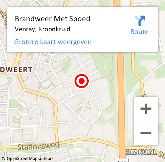 Locatie op kaart van de 112 melding: Brandweer Met Spoed Naar Venray, Kroonkruid op 14 september 2023 21:46