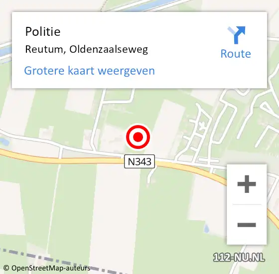 Locatie op kaart van de 112 melding: Politie Reutum, Oldenzaalseweg op 14 september 2023 21:47