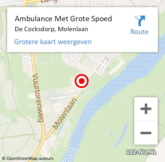 Locatie op kaart van de 112 melding: Ambulance Met Grote Spoed Naar De Cocksdorp, Molenlaan op 14 september 2023 22:38