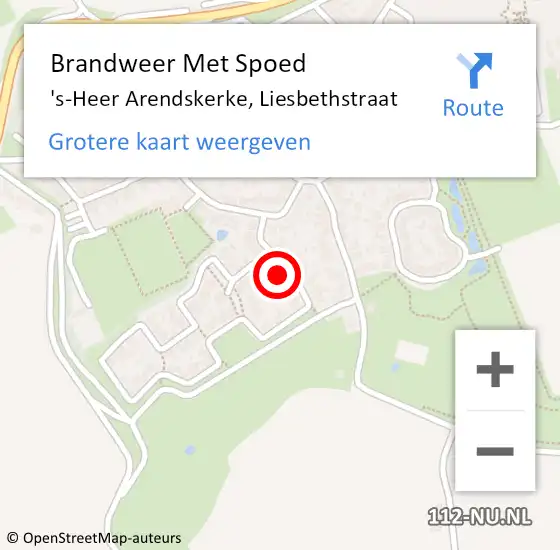 Locatie op kaart van de 112 melding: Brandweer Met Spoed Naar 's-Heer Arendskerke, Liesbethstraat op 14 september 2023 23:42
