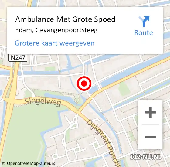 Locatie op kaart van de 112 melding: Ambulance Met Grote Spoed Naar Edam, Gevangenpoortsteeg op 15 september 2023 01:33
