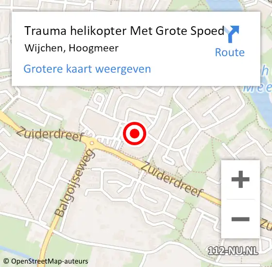 Locatie op kaart van de 112 melding: Trauma helikopter Met Grote Spoed Naar Wijchen, Hoogmeer op 15 september 2023 02:26