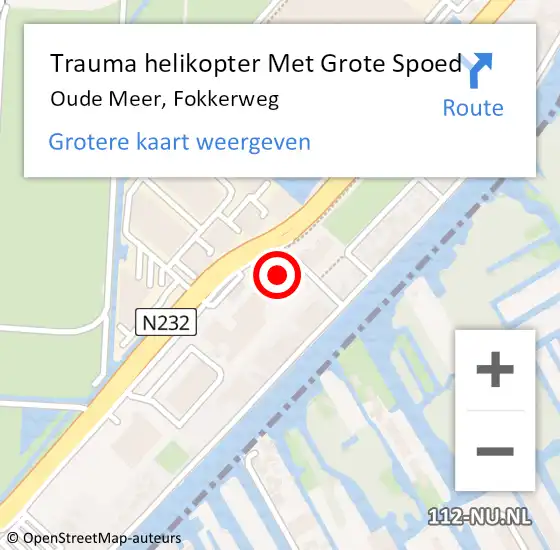 Locatie op kaart van de 112 melding: Trauma helikopter Met Grote Spoed Naar Oude Meer, Fokkerweg op 15 september 2023 05:57