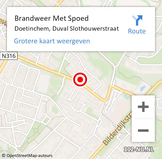 Locatie op kaart van de 112 melding: Brandweer Met Spoed Naar Doetinchem, Duval Slothouwerstraat op 15 september 2023 06:24