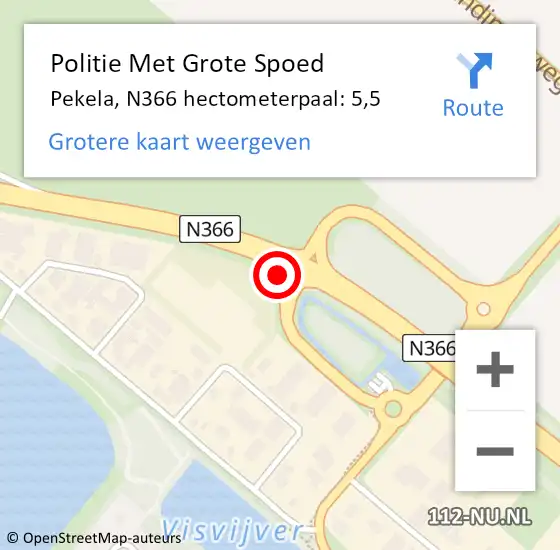 Locatie op kaart van de 112 melding: Politie Met Grote Spoed Naar Pekela, N366 hectometerpaal: 5,5 op 15 september 2023 07:10