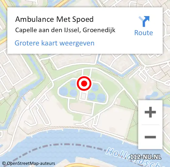 Locatie op kaart van de 112 melding: Ambulance Met Spoed Naar Capelle aan den IJssel, Groenedijk op 15 september 2023 08:33