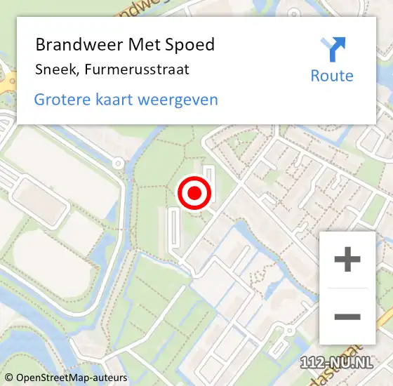 Locatie op kaart van de 112 melding: Brandweer Met Spoed Naar Sneek, Furmerusstraat op 15 september 2023 09:10