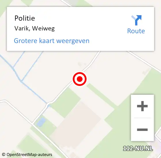Locatie op kaart van de 112 melding: Politie Varik, Weiweg op 15 september 2023 09:38