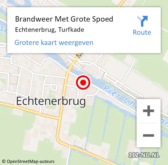 Locatie op kaart van de 112 melding: Brandweer Met Grote Spoed Naar Echtenerbrug, Turfkade op 15 september 2023 09:44