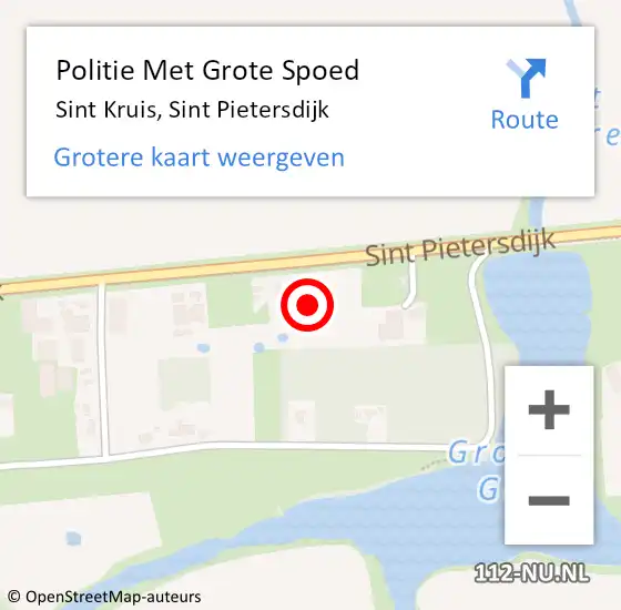 Locatie op kaart van de 112 melding: Politie Met Grote Spoed Naar Sint Kruis, Sint Pietersdijk op 15 september 2023 10:28