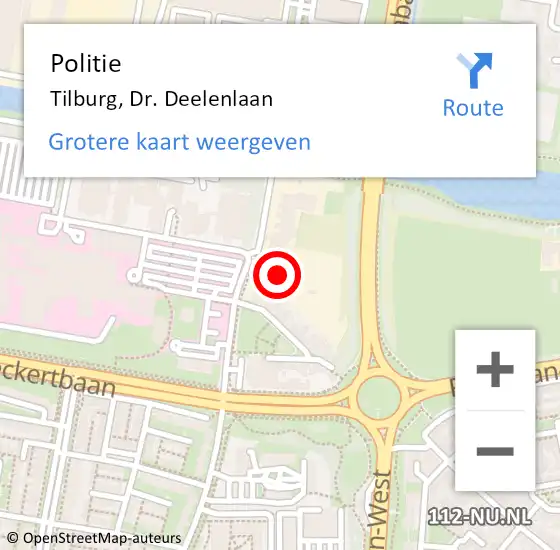 Locatie op kaart van de 112 melding: Politie Tilburg, Dr. Deelenlaan op 15 september 2023 11:45