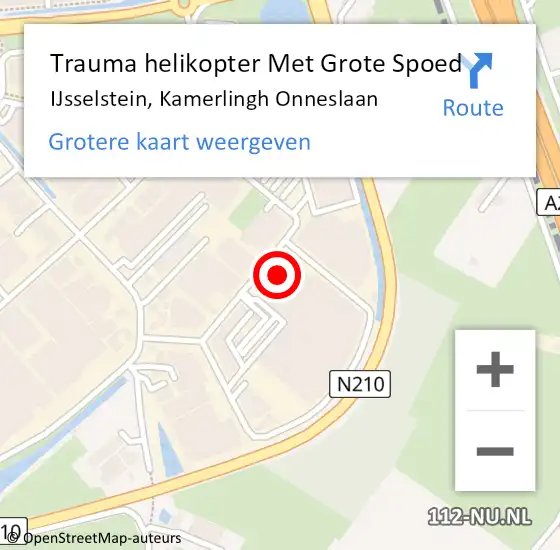 Locatie op kaart van de 112 melding: Trauma helikopter Met Grote Spoed Naar IJsselstein, Kamerlingh Onneslaan op 15 september 2023 14:02