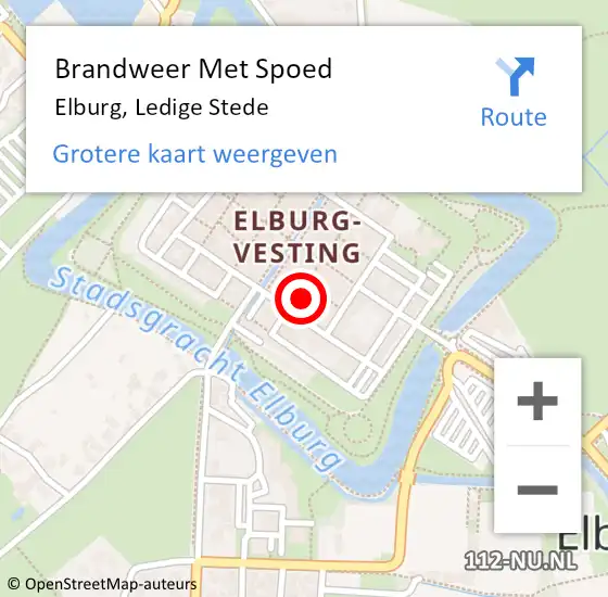 Locatie op kaart van de 112 melding: Brandweer Met Spoed Naar Elburg, Ledige Stede op 15 september 2023 14:21