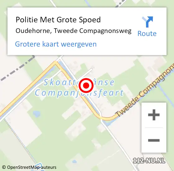 Locatie op kaart van de 112 melding: Politie Met Grote Spoed Naar Oudehorne, Tweede Compagnonsweg op 15 september 2023 14:24