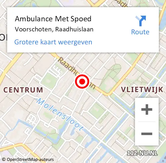 Locatie op kaart van de 112 melding: Ambulance Met Spoed Naar Voorschoten, Raadhuislaan op 15 september 2023 14:25
