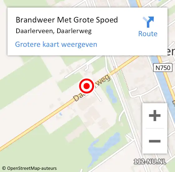 Locatie op kaart van de 112 melding: Brandweer Met Grote Spoed Naar Daarlerveen, Daarlerweg op 15 september 2023 15:30
