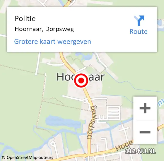 Locatie op kaart van de 112 melding: Politie Hoornaar, Dorpsweg op 15 september 2023 15:45
