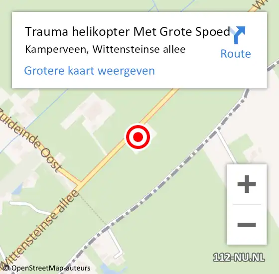 Locatie op kaart van de 112 melding: Trauma helikopter Met Grote Spoed Naar Kamperveen, Wittensteinse allee op 15 september 2023 16:44