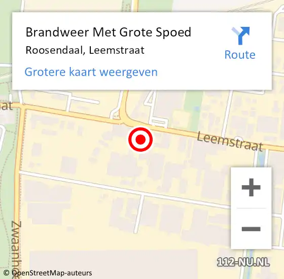 Locatie op kaart van de 112 melding: Brandweer Met Grote Spoed Naar Roosendaal, Leemstraat op 15 september 2023 17:01
