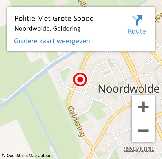 Locatie op kaart van de 112 melding: Politie Met Grote Spoed Naar Noordwolde, Geldering op 15 september 2023 17:31