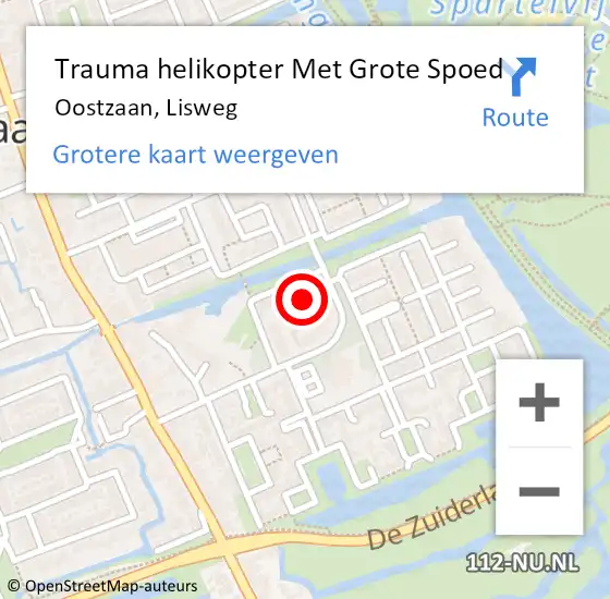 Locatie op kaart van de 112 melding: Trauma helikopter Met Grote Spoed Naar Oostzaan, Lisweg op 15 september 2023 18:23