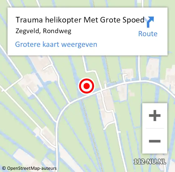Locatie op kaart van de 112 melding: Trauma helikopter Met Grote Spoed Naar Zegveld, Rondweg op 15 september 2023 18:59