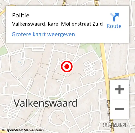 Locatie op kaart van de 112 melding: Politie Valkenswaard, Karel Mollenstraat Zuid op 15 september 2023 19:20