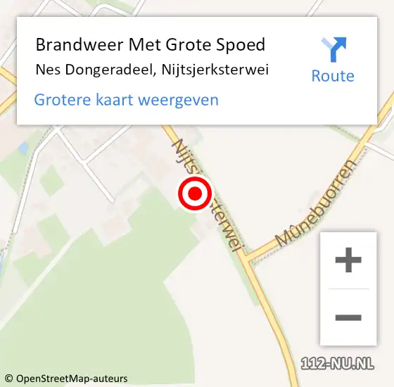 Locatie op kaart van de 112 melding: Brandweer Met Grote Spoed Naar Nes Dongeradeel, Nijtsjerksterwei op 15 september 2023 19:51