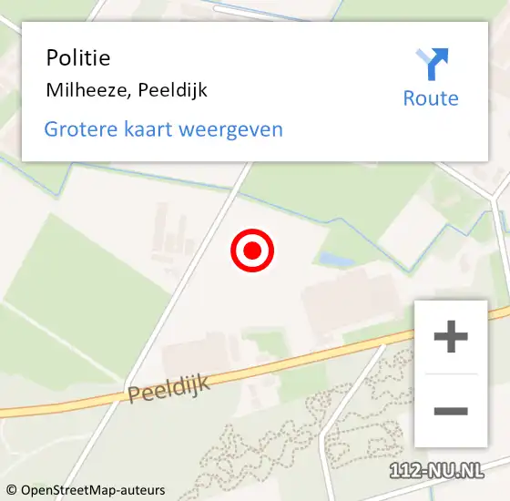 Locatie op kaart van de 112 melding: Politie Milheeze, Peeldijk op 15 september 2023 21:28