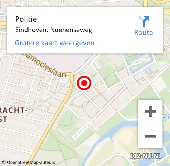 Locatie op kaart van de 112 melding: Politie Eindhoven, Nuenenseweg op 15 september 2023 21:37