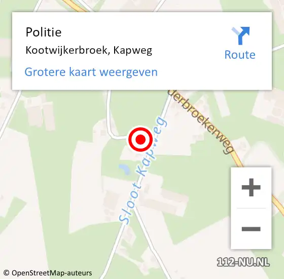 Locatie op kaart van de 112 melding: Politie Kootwijkerbroek, Kapweg op 15 september 2023 21:52